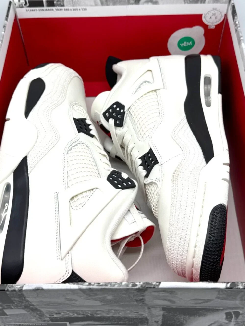 Air Jordan Retro 4 Flight Club Sail Black Shoes Sz 12 New w/ Marks IM4002-100